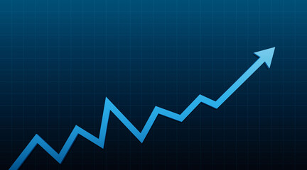 Abstract financial chart with uptrend arrow. Vector illustration.