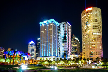 Fototapeta na wymiar Downtown Tampa At Night