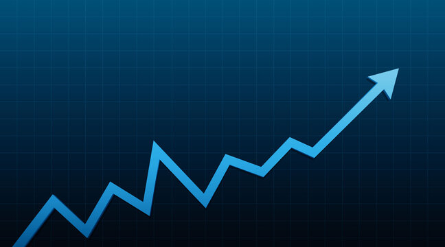 Abstract financial chart with uptrend arrow. Vector illustration.