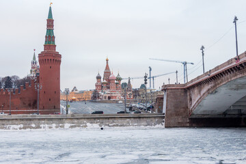 Fototapeta premium St'Basil's Cathedral, Kremlin wall, Moscow, Russia