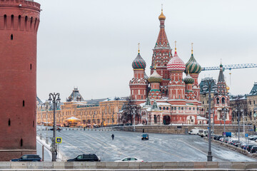 St'Basil's Cathedral,  Kremlin wall, Moscow, Russia