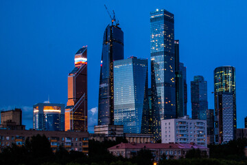 Moscow city skyscapers in night
