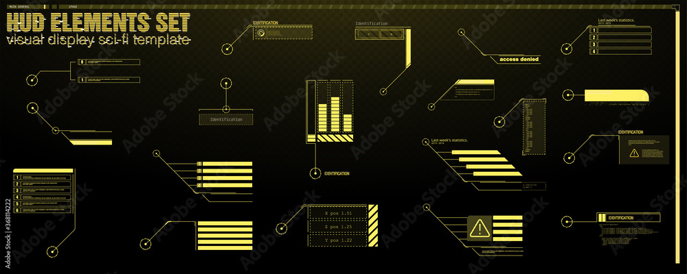 Poster information box bars and modern digital info frame layout templates. good for game ui/ux. vector ill