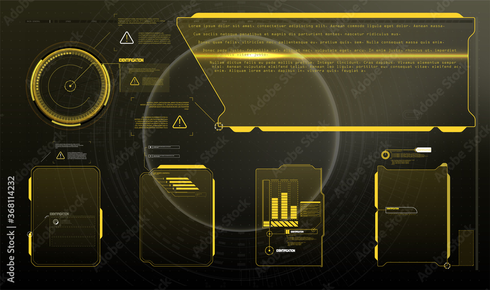 Poster information box bars and modern digital info frame layout templates. good for game ui/ux. vector ill