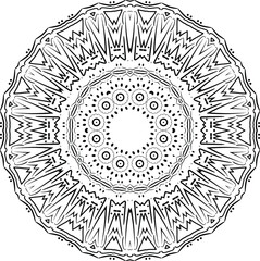 Mandala. Round Ornament Black White Pattern. Vintage decorative elements. Hand drawn background. Arabic, Islam, Indian. Vector illustration