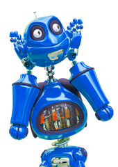 vintage robot cartoon doing a cute pose in white background