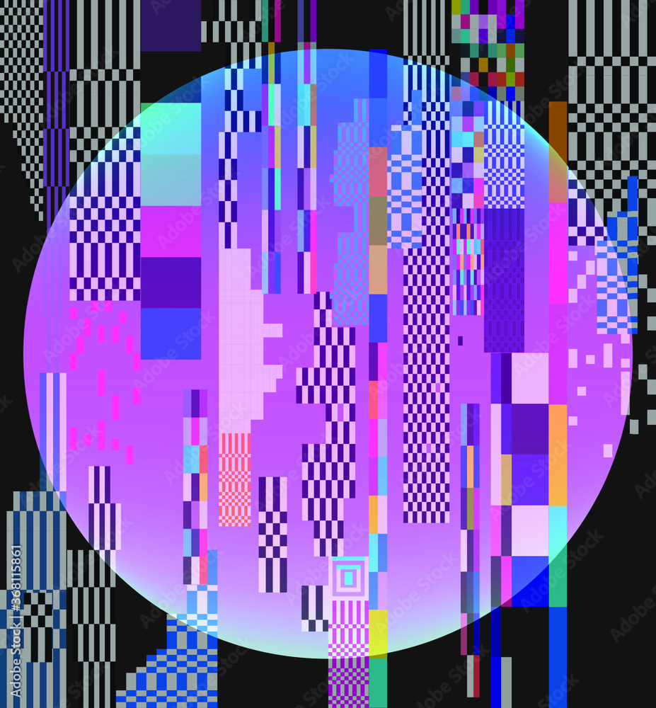 Aufkleber abstract technology background with pixel noise compression artifacts. glitched screen with digital 