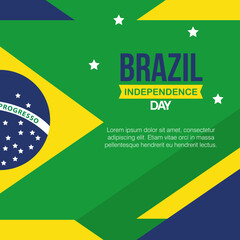 banner of brazil independence celebration, with icons flag emblem decoration vector illustration design