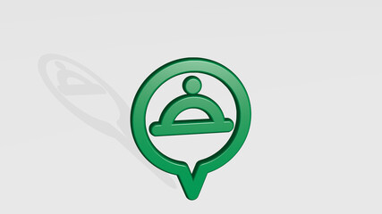 STYLE ONE PIN TUNNEL stand with shadow. 3D illustration of metallic sculpture over a white background with mild texture. design and icon