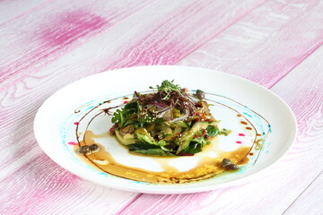 salad with meat and avocado