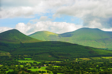 View of Galteemore mountain from Christ the King statue at the Glen of Aherlow, County Tipperary, Ireland.