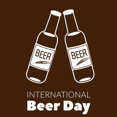 International Beer Day. Bottle of Beer. Vector Illustration.