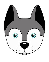 Gray husky puppy - vector full color illustration. Dog's Head - cute picture, childish, smile. Husky dog.