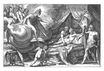 Venus and Mars caught, vintage illustration. © Morphart