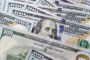 Top view of American dollar bills.