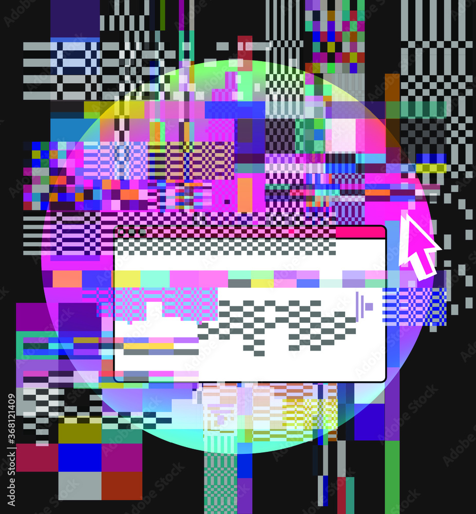 Aufkleber abstract technology background with pixel noise compression artifacts. glitched screen with digital 