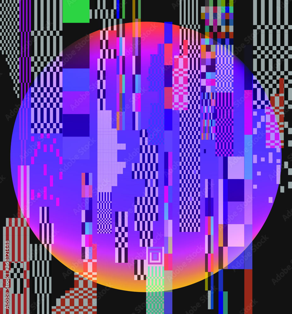 Aufkleber abstract technology background with pixel noise compression artifacts. glitched screen with digital 