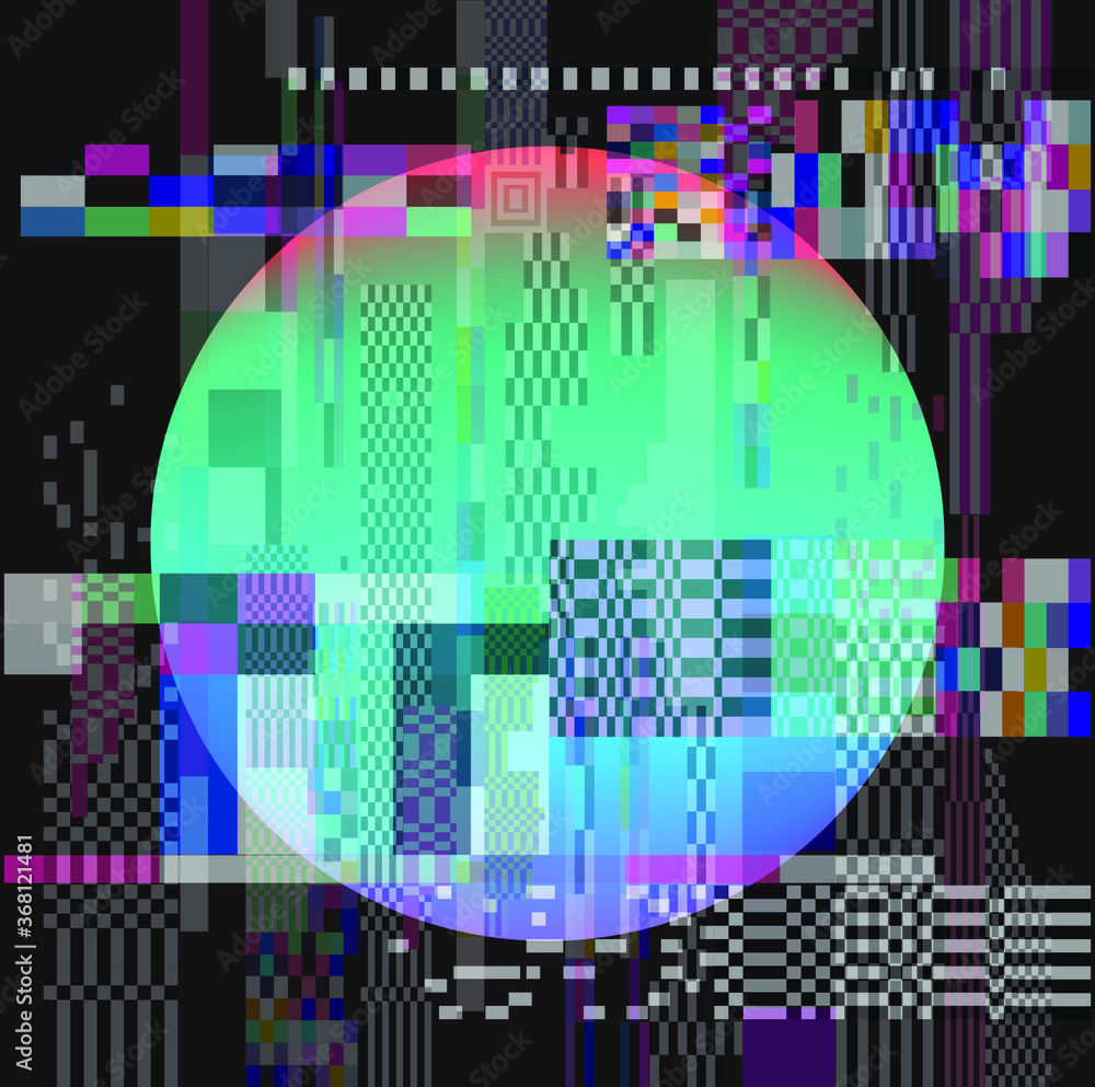 Aufkleber abstract technology background with pixel noise compression artifacts. glitched screen with digital 