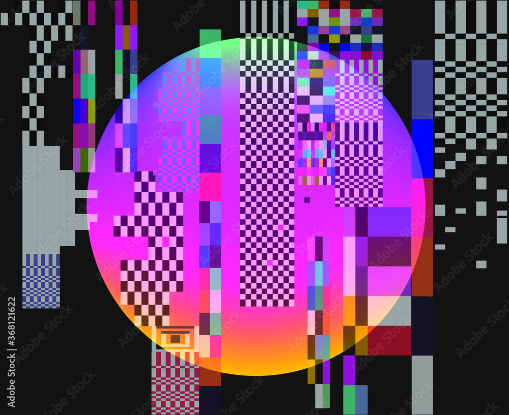 Aufkleber abstract technology background with pixel noise compression artifacts. glitched screen with digital 