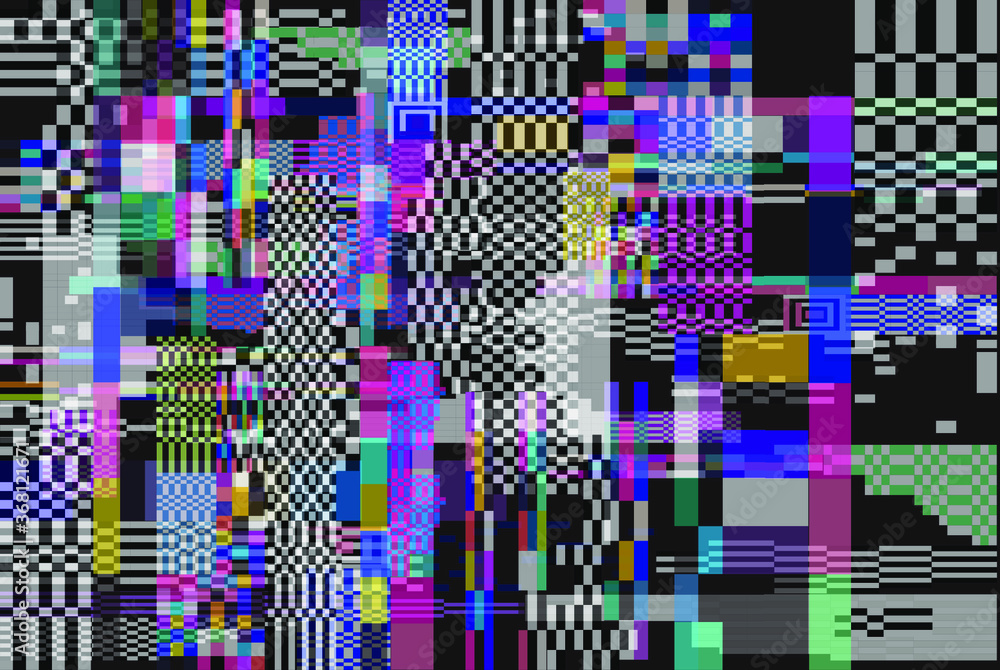 Aufkleber abstract technology background with pixel noise compression artifacts. glitched screen with digital 