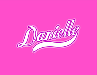 First name Danielle designed in athletic script with pink background