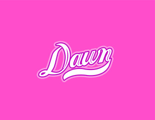 First name Dawn designed in athletic script with pink background