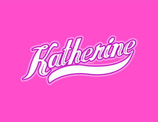 First name Katherine designed in athletic script with pink background