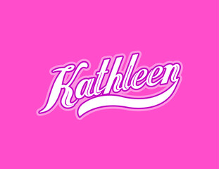 First name Kathleen designed in athletic script with pink background