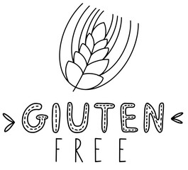Gluten free doodle sign hand drawn . Vector illustration line style