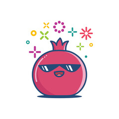 kawaii pomegranate fruit icon cartoon