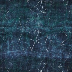 Seamless blue texture grungy repeat pattern swatch. Highly textured and incredibly intricate turquoise, indigo, and cream mixed media design. Bleeding ink pigment. Realistic wrinkled fabric grain tile