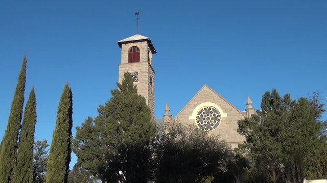 Summer day footage of Springbok town, architecture and streets in Northern Cape, South Africa