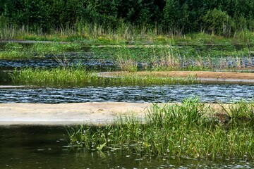 Small islands in the water.