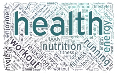 Health word cloud isolated on a white background