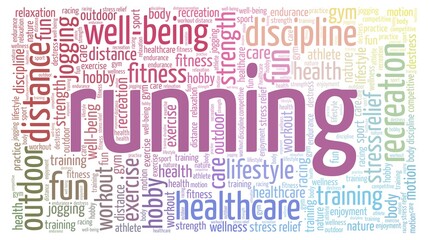 Fototapeta premium Running word cloud isolated on a white background