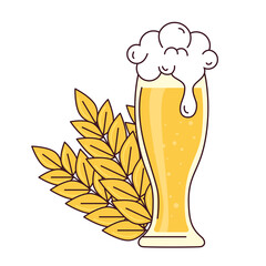 glass of beer with froth and spike on white background vector illustration design