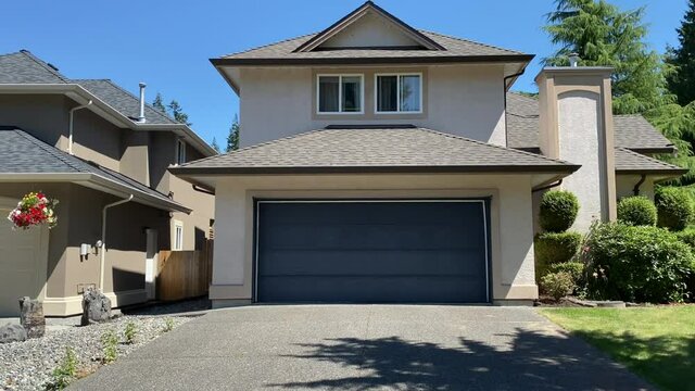 Garage door in a house in Vancouver, Canada.