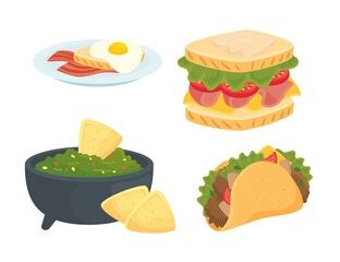 set of delicious fast food vector illustration design