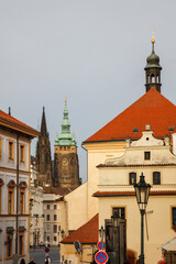 Fototapeta premium Entry way into old walled city Prague