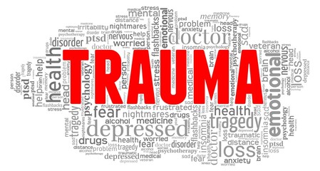 Obraz premium Trauma word cloud isolated on a white background