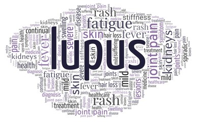 Lupus word cloud isolated on a white background
