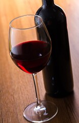Bottle and Glass of Red Wine