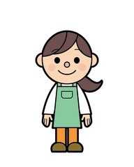 エプロンをつけた女性 立ち姿