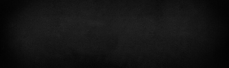 Panorama of black wall texture pattern rough background. Old black grunge background. Dark wallpaper copy space for design.