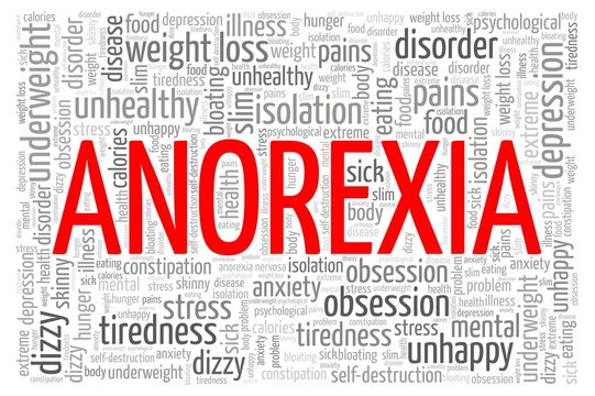 Anorexia word cloud isolated on a white background