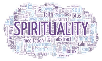 Spirituality word cloud isolated on a white background