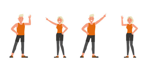 Sport man and woman character vector design. Presentation in various action.