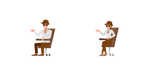 Fototapeta premium Spy secret agent character vector design. Presentation in various action.