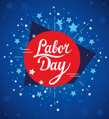 happy labor day holiday banner with stars decoration vector illustration design