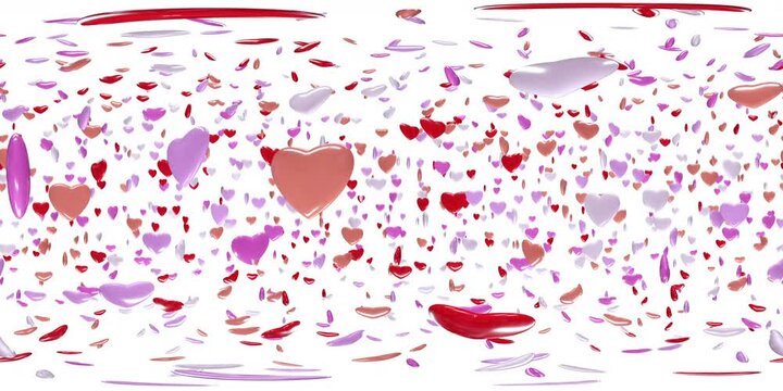 Spinning 3D hearts visual effects for 360 VR video.(loopable)